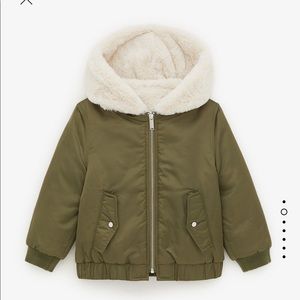 Zara kids green reversible fleece lined bomber 💚